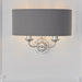 Wall Light - Bright Nickel Plate & Charcoal Fabric - 2 x 40W E14 - Dimmable Loops