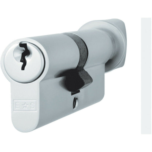 60mm EURO Cylinder & Thumbrturn Lock Keyed to Differ 5 Pin Satin Chrome Door Loops