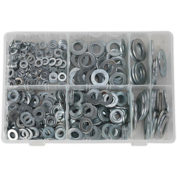 495 Piece Form C Flat Washer Assortment - M6 to M24 - Partitioned Storage Box Loops