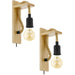 2 PACK LED Wall Light / Sconce Modern Wood & Rope Hangman Lamp 1x 10W E27 Loops