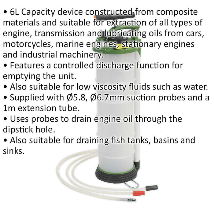 6L Oil & Fluid Extractor - Manual Vacuum Pump - Controlled Discharge Function Loops