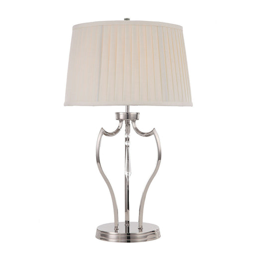 Table Lamp Ivory Shade Highly Polished Nickel Finish LED E27 60W Bulb Loops