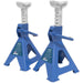 PAIR 2 Tonne Ratchet Type Axle Stands - 276mm to 410mm Working Height - Blue Loops