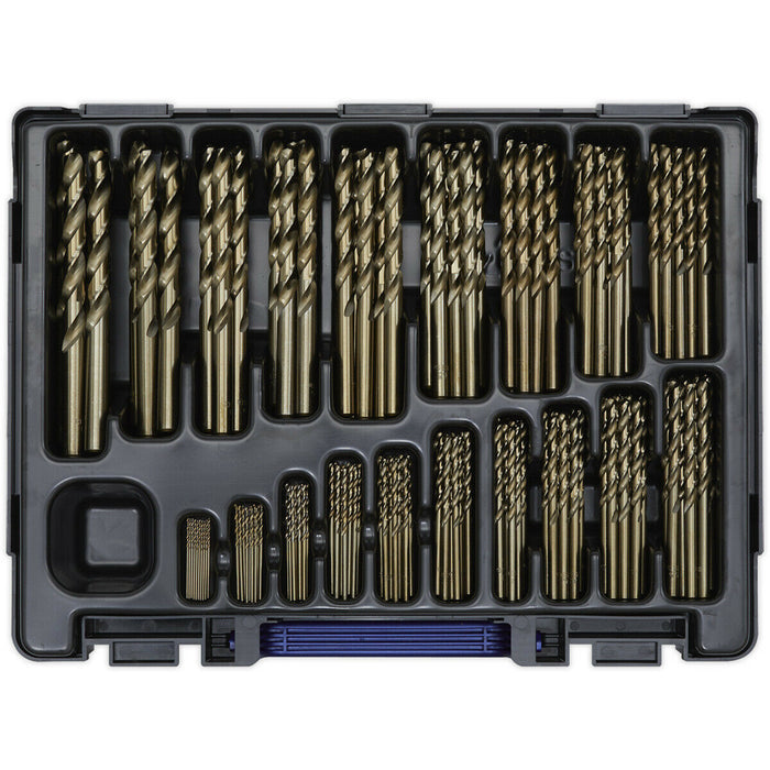 170 Piece Fully Ground HSS Cobalt Drill Bit Set- 1mm to 10mm - Split Point Tips Loops