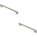 2x Keyhole Bar Pull Handle 204 x 14mm 192mm Fixing Centres Satin Nickel & Chrome Loops