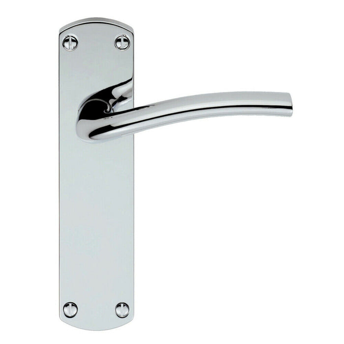 2x Rounded Curved Bar Handle on Latch Backplate 170 x 42mm Polished Chrome Loops