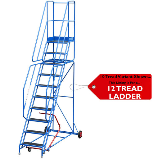 12 Tread Mobile Warehouse Stairs Anti Slip Steps 4m Portable Safety Ladder Loops