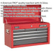 600 x 260 x 340mm RED 6 Drawer Topchest Tool Chest Storage Unit - High Gloss Loops