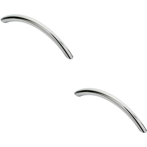 2x Curved Bow Cabinet Pull Handle 119 x 10mm 96mm Fixing Centres Chrome Loops
