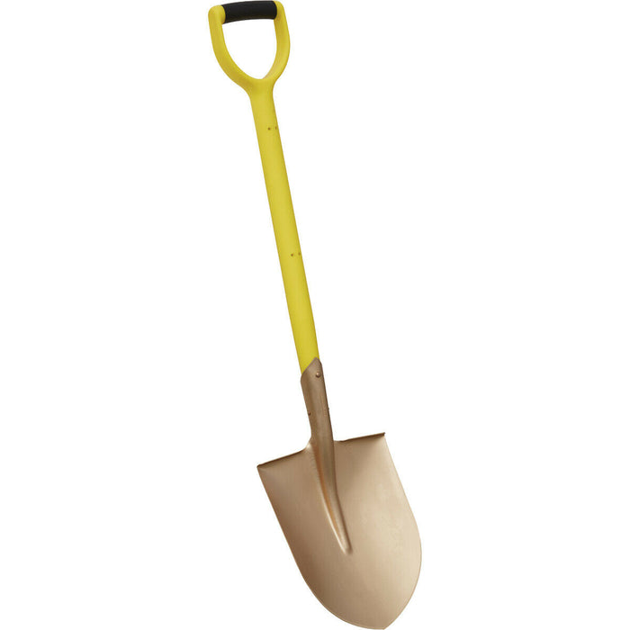 990mm Non-Sparking Round Point Shovel - 240mm x 420mm Head - Hardwood Shaft Loops