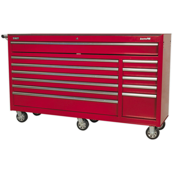 1680 x 465 x 1005mm 12 Drawer RED Portable Tool Chest Locking Mobile Storage Box Loops