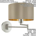 Wall Light Satin Nickel Moveable Stem Shade Taupe Gold Fabric Bulb E27 1x60W Loops