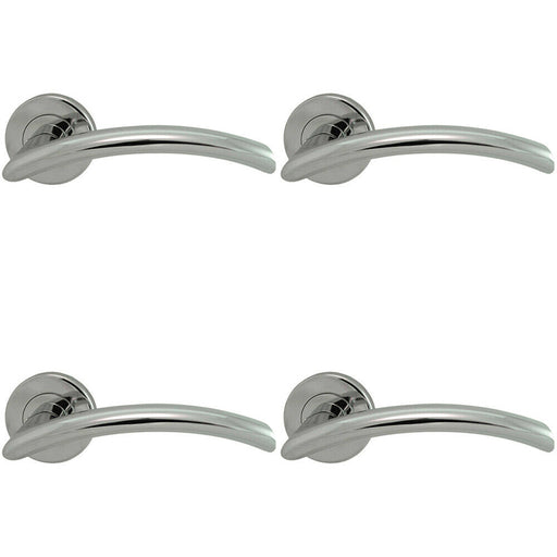 4x PAIR Oval Shaped Arched Bar Handle Concealed Fix Round Rose Polished Chrome Loops