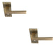 2x PAIR Straight Square Handle on Slim Lock Backplate 150 x 50mm Antique Brass Loops