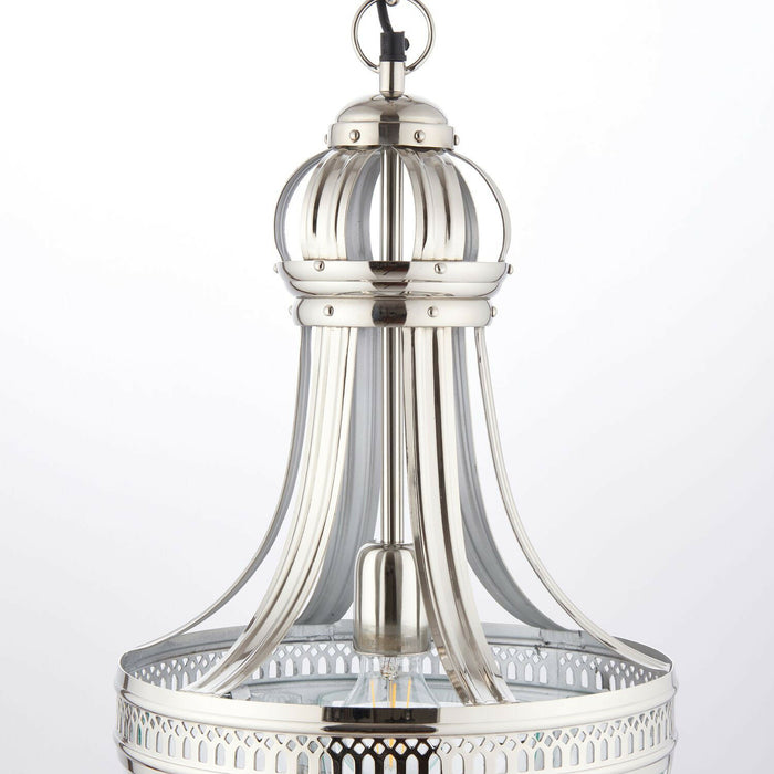 Hanging Ceiling Pendant Light Nickel & Clear Glass Vintage Lamp Bulb Lantern Loops