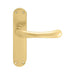 2x PAIR Smooth Rounded Handle on Shaped Latch Backplate 185 x 42mm Satin Brass Loops
