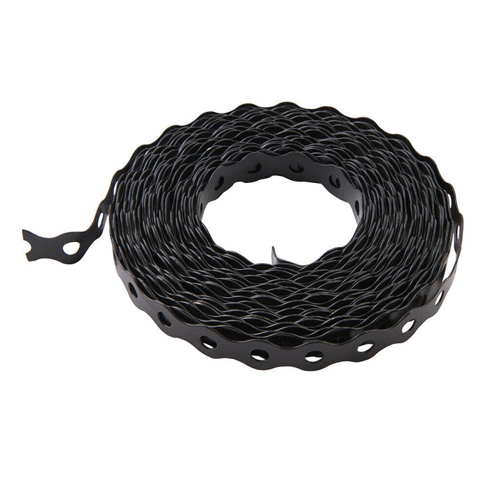 10m x 17mm Black Galvanised Steel Fixing Band Tape Strong Flexible Cable Ducting Loops