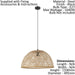 Hanging Ceiling Pendant Light Wicker Shade 1 x 40W E27 Hallway Feature Lamp Loops
