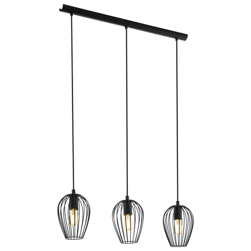 Hanging Ceiling Pendant Light Black Wire Cage 3x 60W E27 Kitchen Island Dining Loops