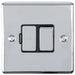 13A DP Switched Fuse Spur CHROME & Black Mains Isolation Wall Plate Loops