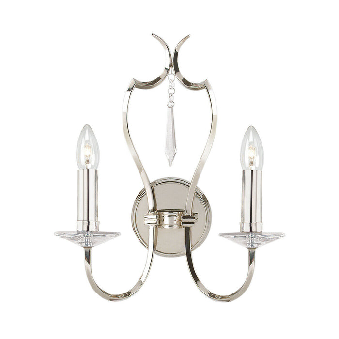 Twin Wall Light Sconce Highly Polished Nickel Finish LED E14 60W Bulb d02070 Loops