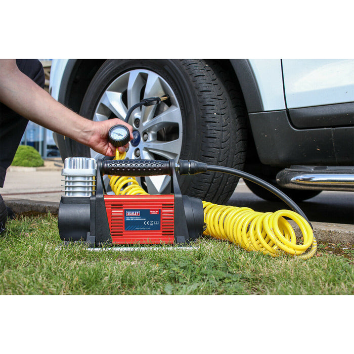 12V Portable HEAVY DUTY Tyre Inflator / Mini Air Compressor - 150PSI Max Pump Loops