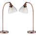 2 PACK Industrial Curved Table Lamp Tarnished Copper Glass Modern Bedside Light Loops