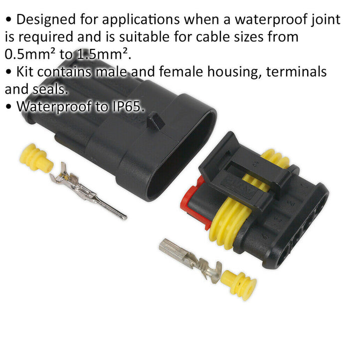 Superseal 4-Way Male & Female Connector - Housing Terminals & Seals - Waterproof Loops