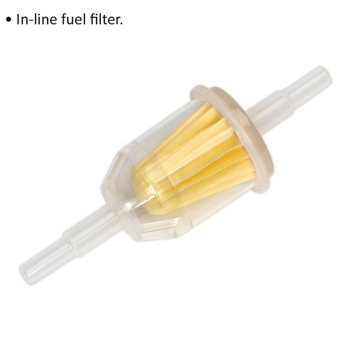 10 PACK Medium In-Line Fuel Filter - 8mm Diameter Inlet & Outlet - Fuel Cleaning Loops