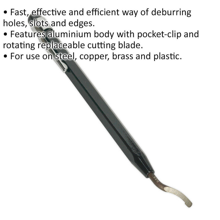 Deburring Tool with Blade - Aluminium Body - Rotating Replaceable Cutting Blade Loops