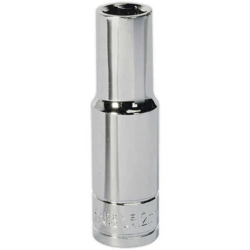 12mm Chrome Plated Deep Drive Socket - 1/2" Square Drive High Grade Carbon Steel Loops