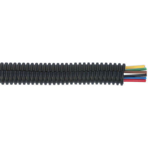 Split Convoluted Cable Sleeving - 100 Metres - 12-16mm Diameter - Flexible Nylon Loops