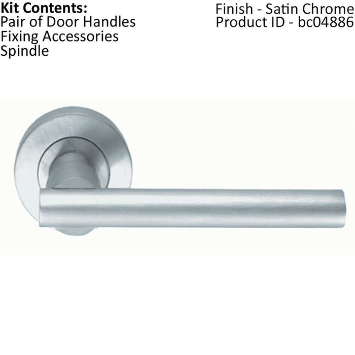 PAIR Round Recessed Bar Handle on Round Rose Concealed Fix Satin Chrome Loops