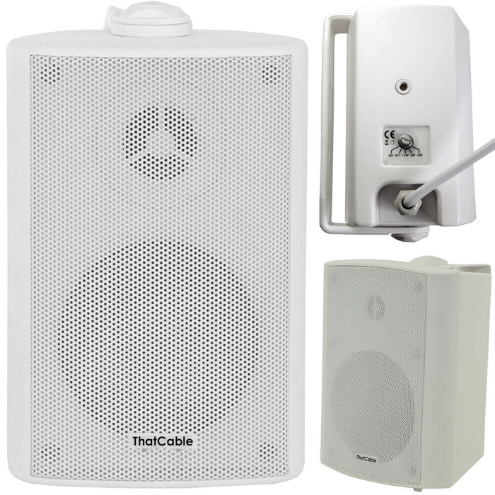 4x 5.25" 90W White Outdoor Rated Garden Wall Speakers Wall Mounted 8Ohm & 100V