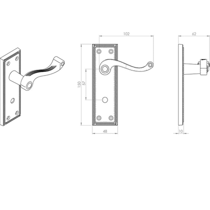 Door Handle & Bathroom Lock Pack Brass Victorian Scroll Thumb Reeded Backplate Loops
