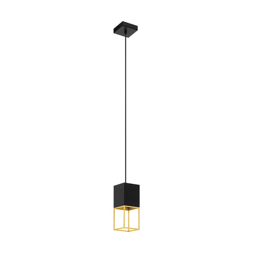 Pendant Ceiling Light Colour Black Gold Square Shade Bulb GU10 1x5W Included Loops