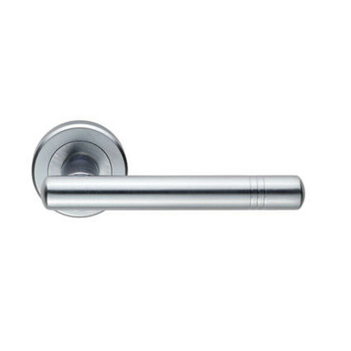 PAIR Round T Bar Handle with Ringed Design Concealed Fix Satin Chrome Loops