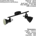 Flush Ceiling Light 2 Spots Colour Black Steel Bulb GU10 2x3.3W Included Loops