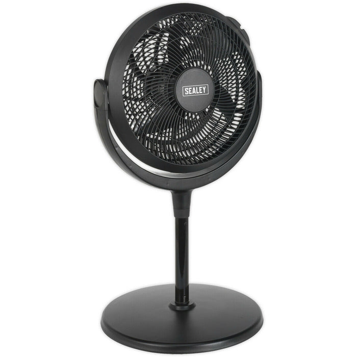 12" Desk & Pedestal Fan - 3 Speed Settings - Adjustable Height - 3-Pin UK Plug Loops