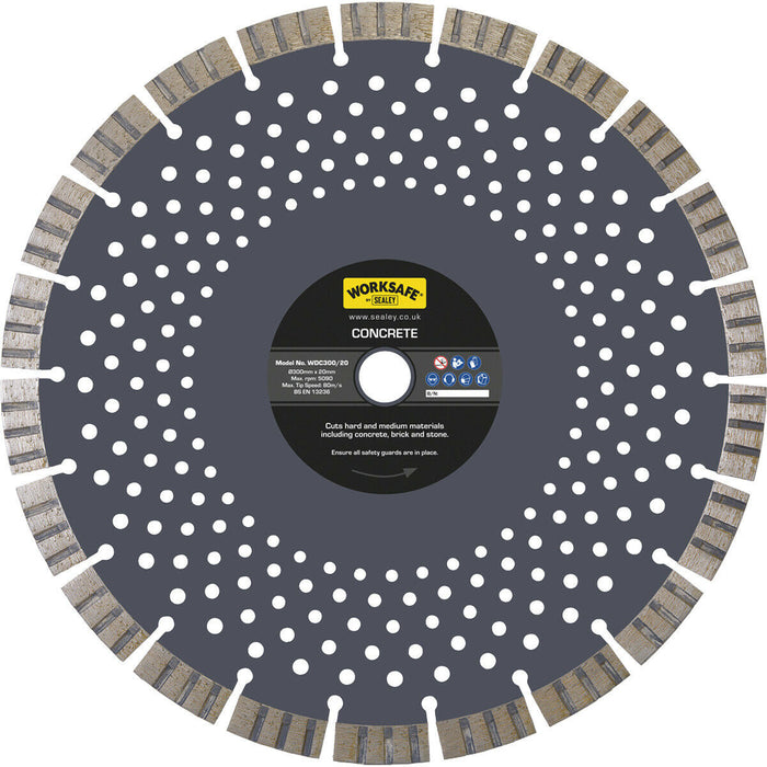 Dry Concrete Cutting Disc - 300mm Diameter - Cold Pressed - Diamond Segments Loops