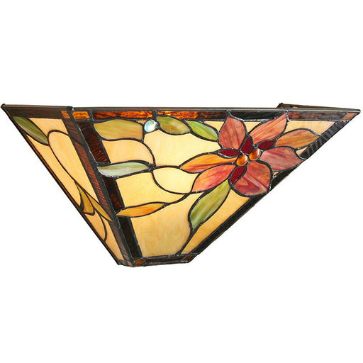 Tiffany Glass Wall Light Cream & Bold Red Flower Shade Interior Sconce i00251 Loops