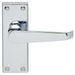 Straight Victorian Lever on Rectangular Latch Backplate Handle Polished Chrome Loops