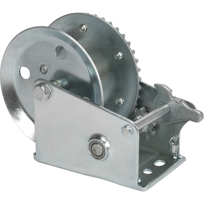 Geared Hand Winch - 540kg Capacity - Manual Brake - Hardened Steel - Single Gear Loops