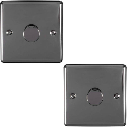 2 PACK 1 Gang 400W 2 Way Rotary Dimmer Switch BLACK NICKEL Light Dimming Plate Loops