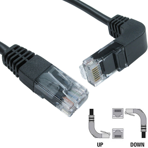 2m CAT5e RJ45 Data Patch Cable Lead Downwards Facing Right Angled to Straight Loops