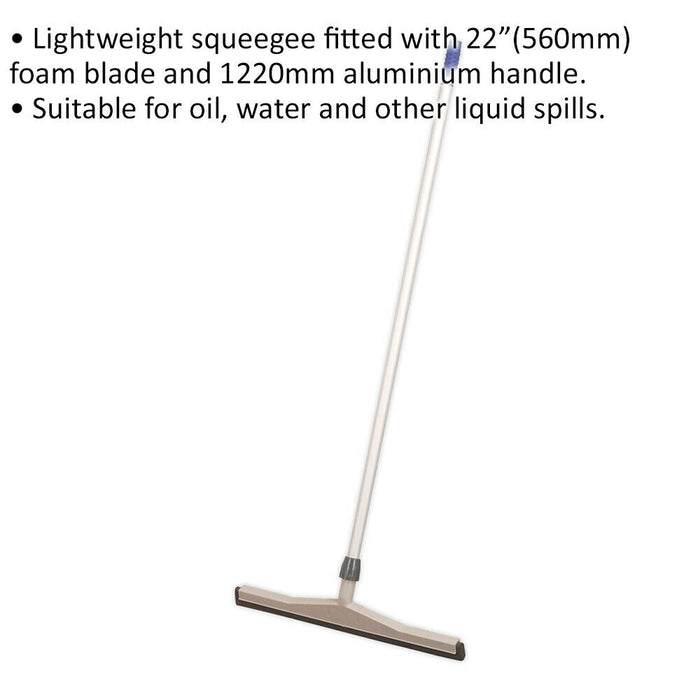 Foam Floor Squeegee with Aluminium Handle - 22 Inch Foam Blade - Liquid Mop Loops