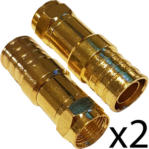 2x PRO Outdoor CT125 WF125 F Type Male Hex Crimp Connector Plug Thick Coax Cable Loops