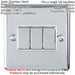 2 PACK 3 Gang Triple Metal Light Switch SATIN STEEL 2 Way 10A Grey Trim Loops
