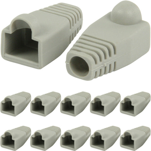 10x Grey RJ45 Strain Relief Network Cable CAT5/6 Connector Boot Cover Cap End Loops