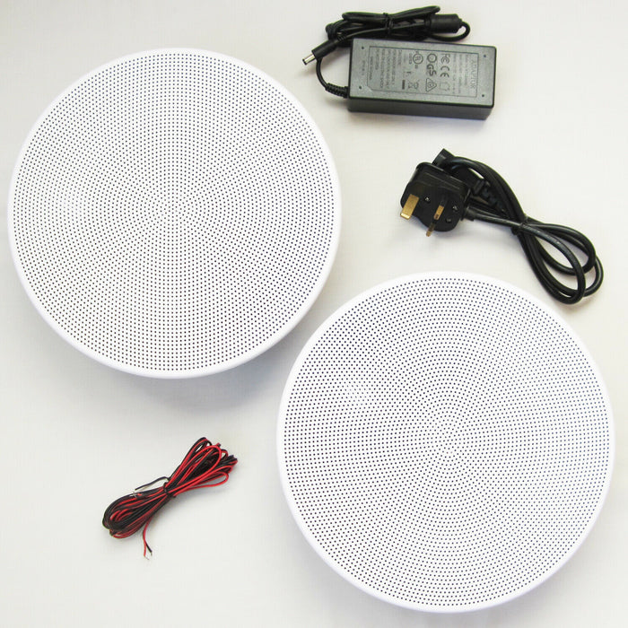Active Bluetooth Ceiling Speaker Kit 6.5” 100W Moisture Resistant Bathroom Audio